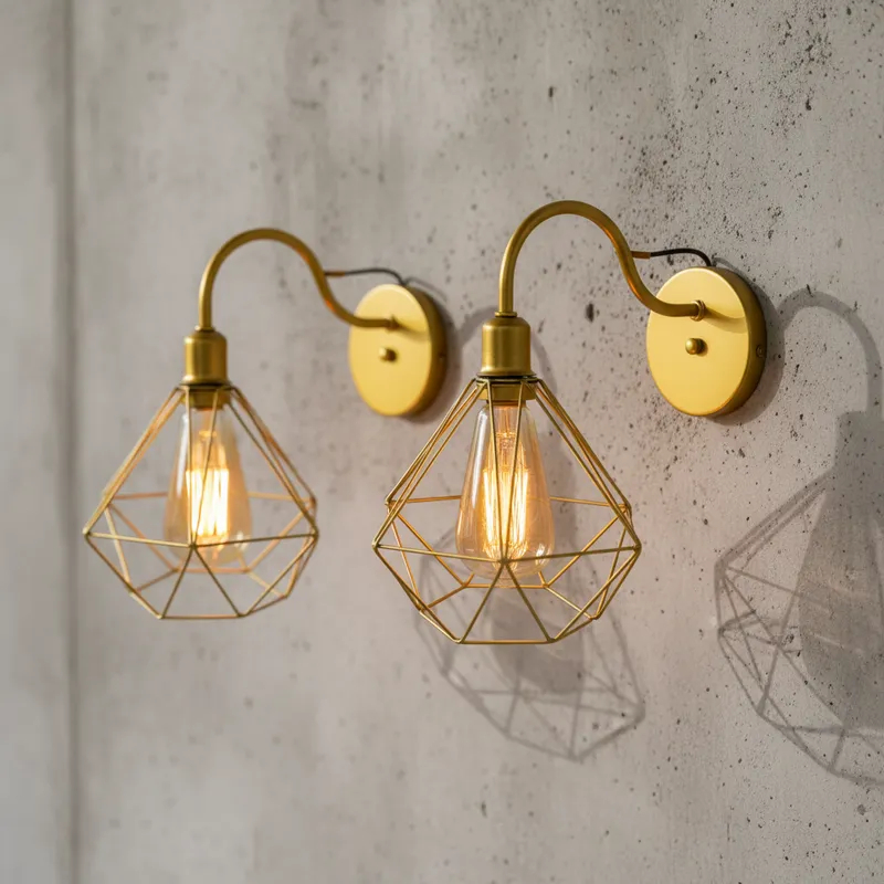 Arandela de Parede Aramada Diamante Estilo Industrial – foto 5