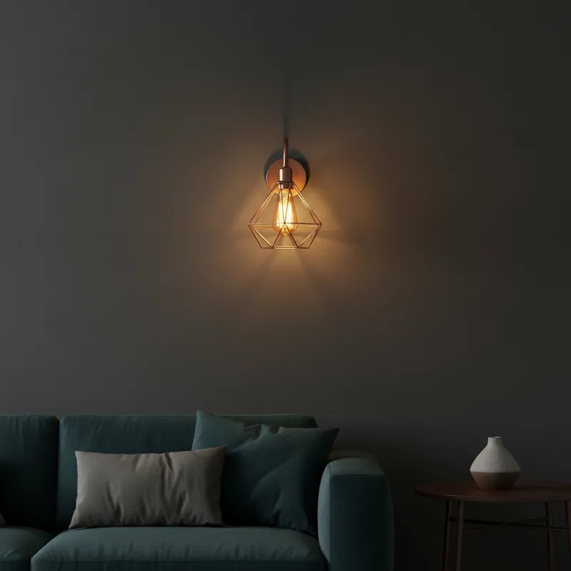 Arandela de Parede Aramada Diamante Estilo Industrial – foto 7