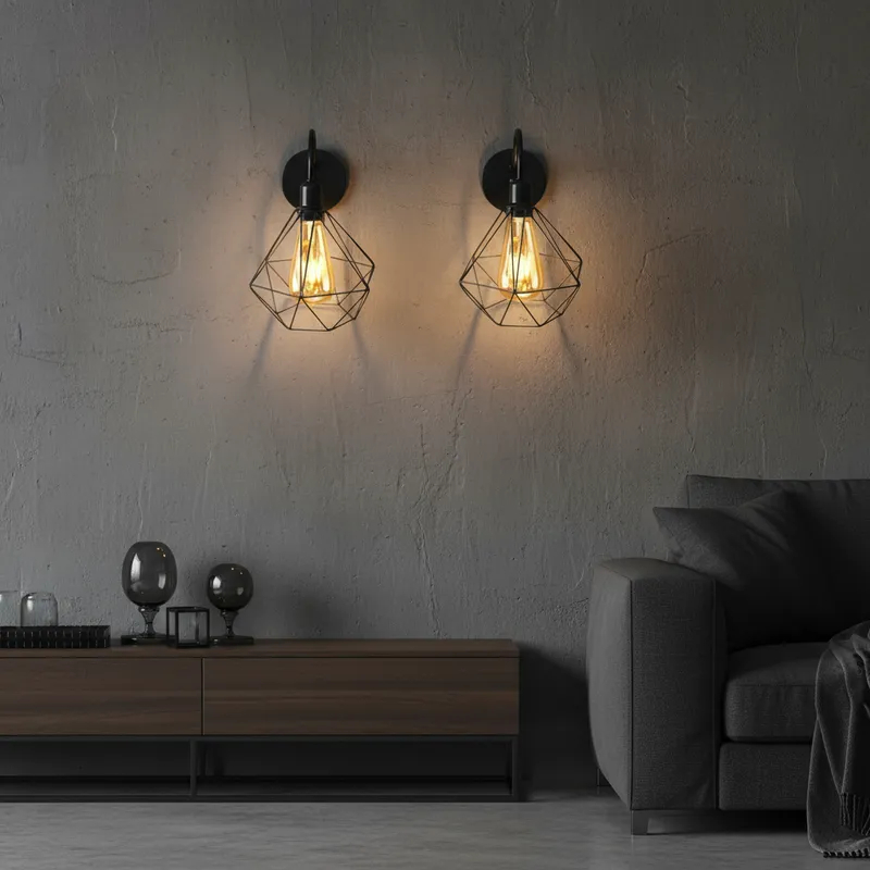 Arandela de Parede Aramada Diamante Estilo Industrial – foto 8