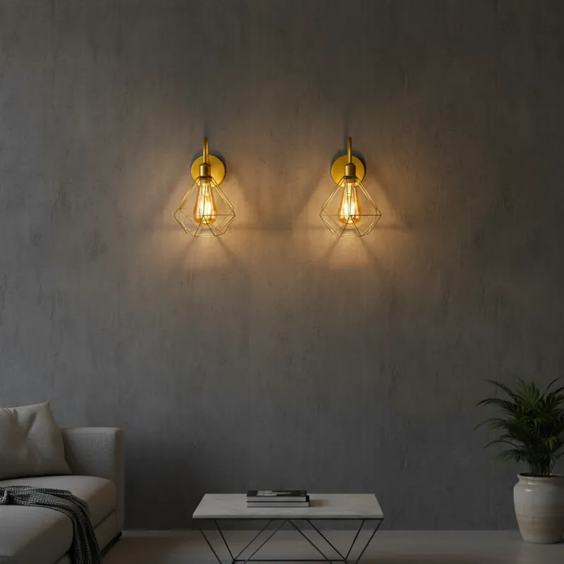 Arandela de Parede Aramada Diamante Estilo Industrial – foto 9