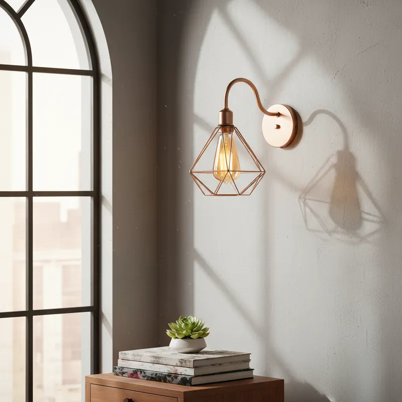Arandela de Parede Aramada Diamante Estilo Industrial – foto 10