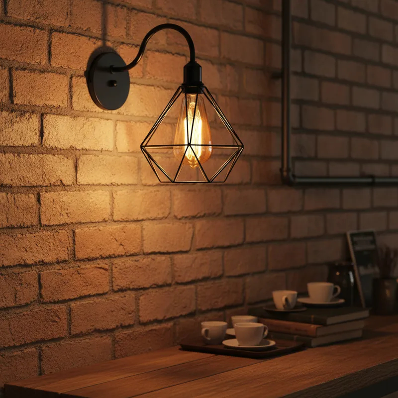 Arandela de Parede Aramada Diamante Estilo Industrial – foto 11