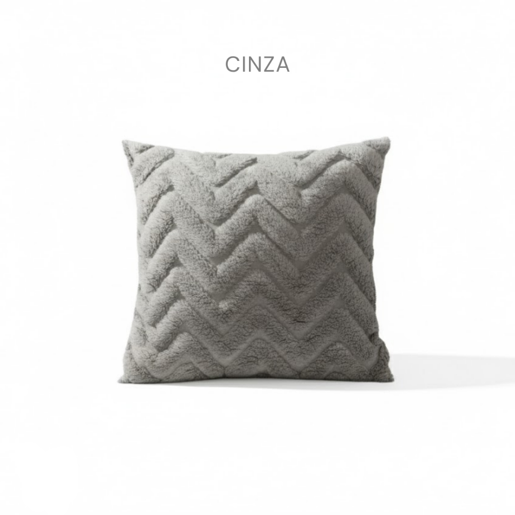 Kit Capas de Almofada Pelúcia com Relevo Chevron 45 x 45 cm – foto 5