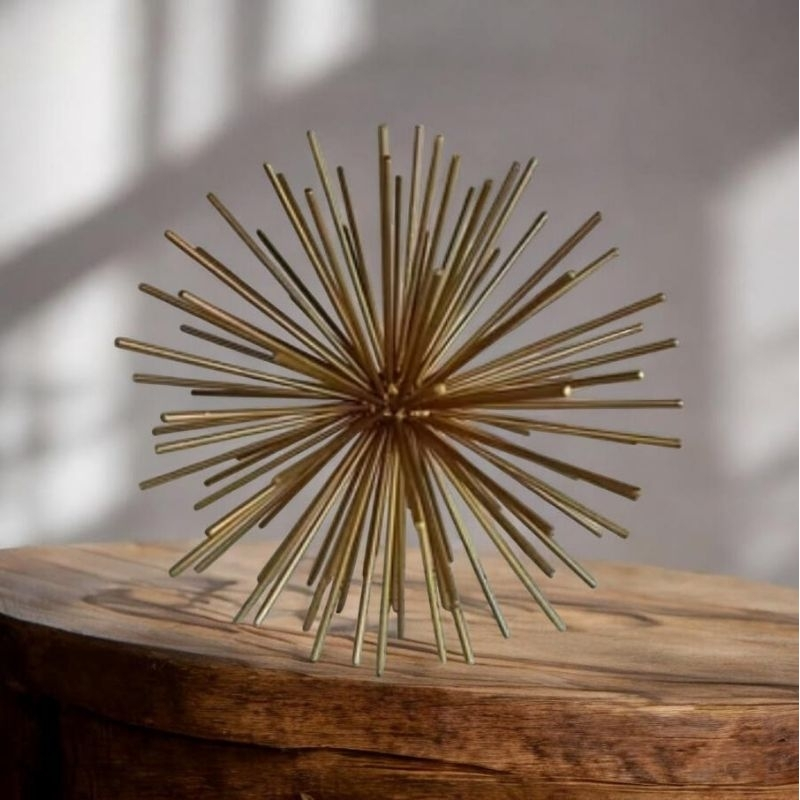 Escultura Decorativa Ouriço Dourado em Metal 20 cm – foto 2