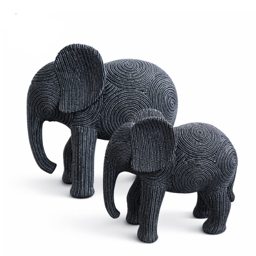 Kit 2 Esculturas Elefantes Decorativos em Gesso – foto 4
