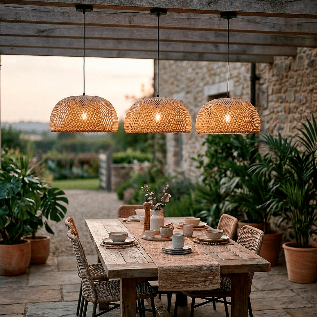 Lustre Pendente de Bambu Trançado 45 cm – foto 7