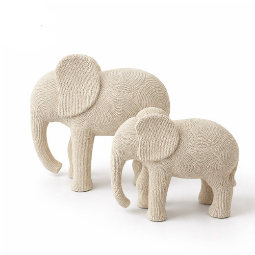 Kit 2 Esculturas Elefantes Decorativos em Gesso – foto 8