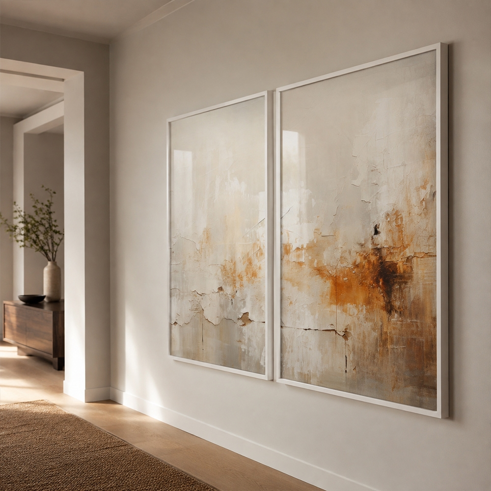 Quadro Decorativo Díptico Abstrato em Tons Terrosos com Moldura – foto 8