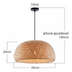 Lustre Pendente de Bambu Trançado 45 cm – foto 8