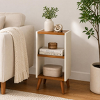 Mesa de Cabeceira Compacta com 2 Nichos e Pés Palito – foto 5