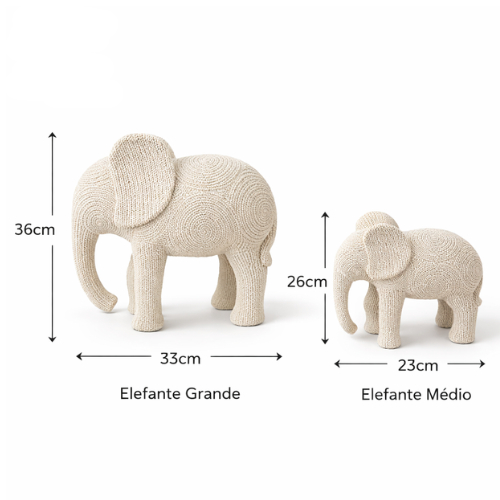 Kit 2 Esculturas Elefantes Decorativos em Gesso – foto 9