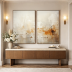 Quadro Decorativo Díptico Abstrato em Tons Terrosos com Moldura – foto principal