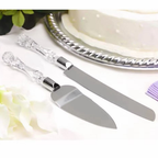 Jogo Espátula e Faca para Bolo em Aço Inox com Cabo Transparente – foto principal