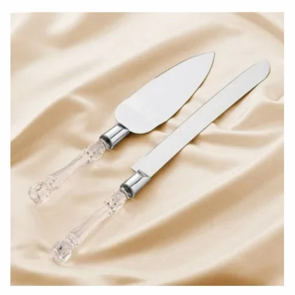 Jogo Espátula e Faca para Bolo em Aço Inox com Cabo Transparente – foto 6