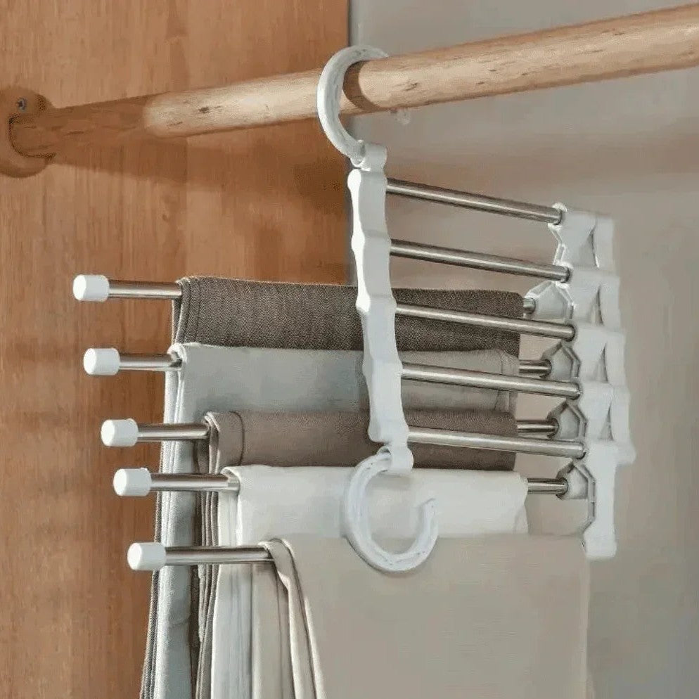 Cabide Organizador Retrátil para 5 Calças em Metal Inox – foto 3