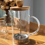 Cafeteira Prensa Francesa de Vidro 600 ml com Tampa de Bambu