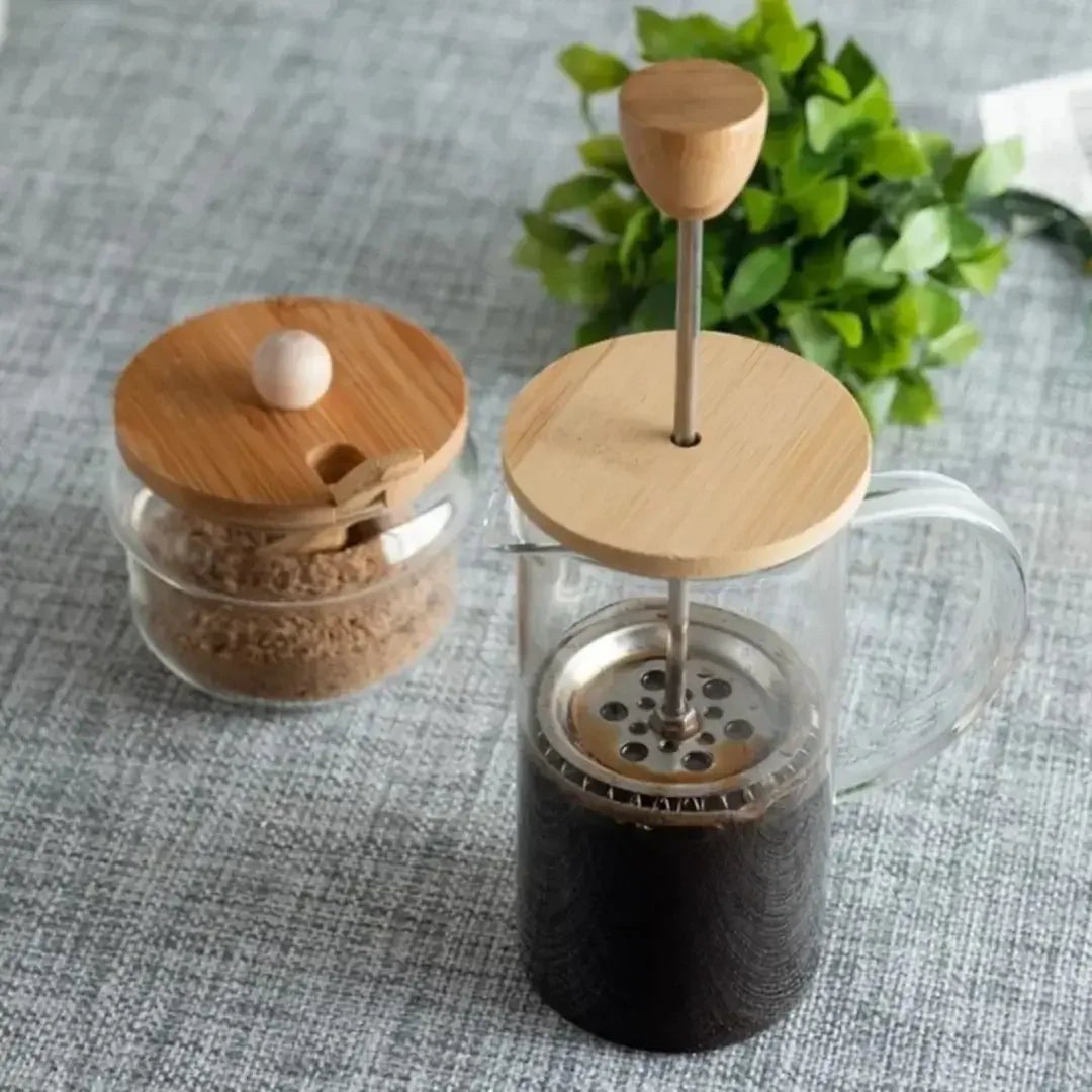 Cafeteira Prensa Francesa de Vidro 600 ml com Tampa de Bambu – foto 3