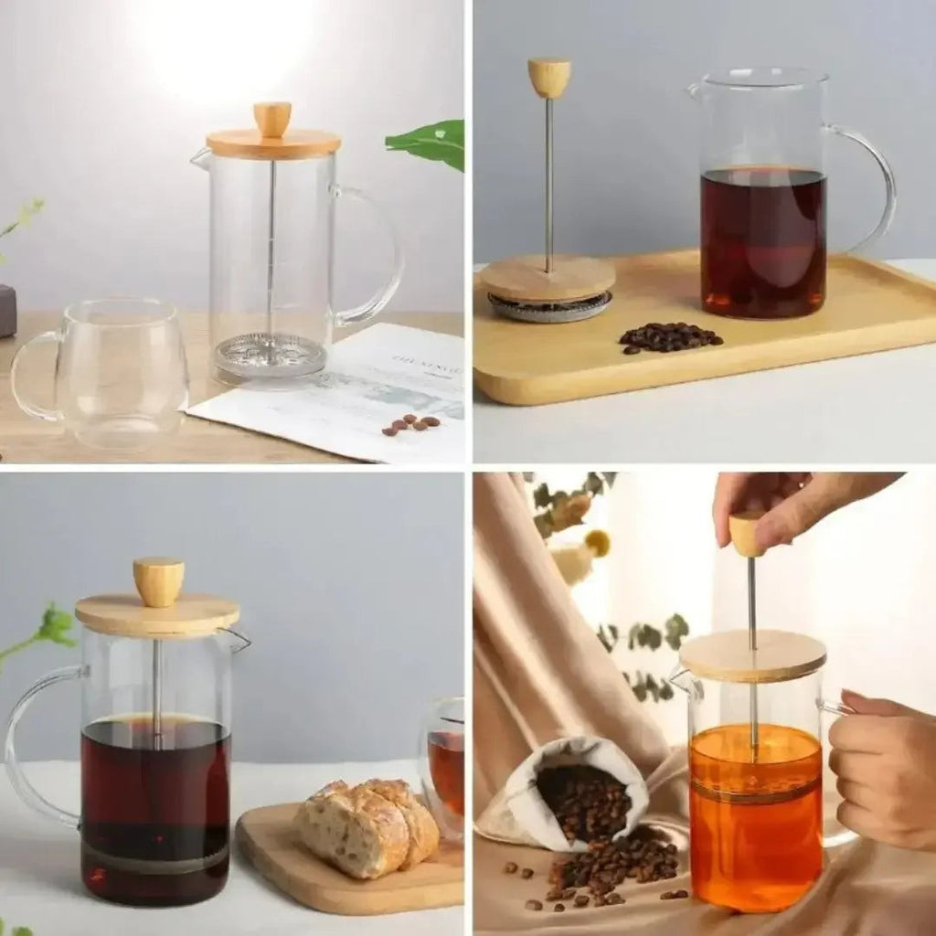 Cafeteira Prensa Francesa de Vidro 600 ml com Tampa de Bambu – foto 4