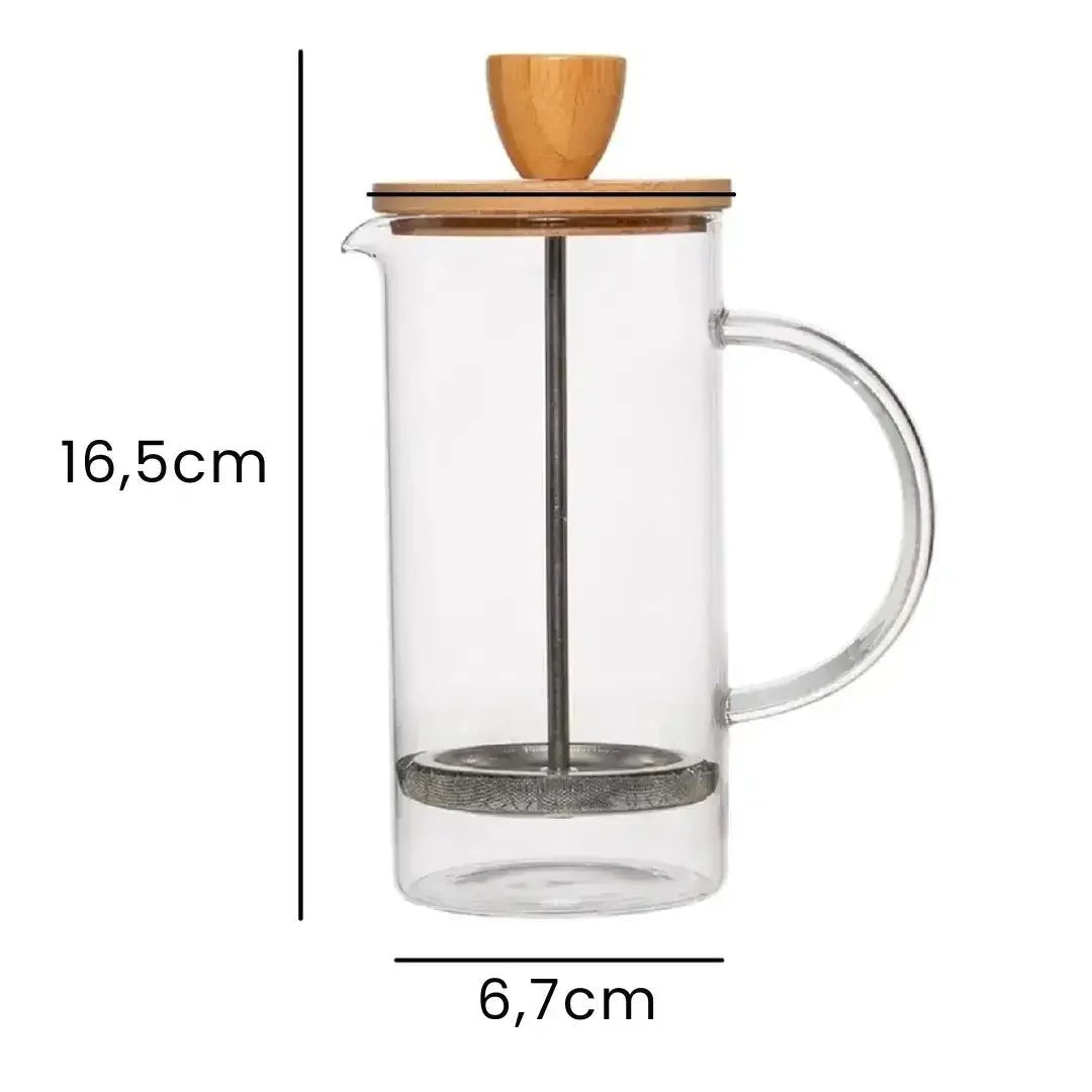 Cafeteira Prensa Francesa de Vidro 600 ml com Tampa de Bambu – foto 6
