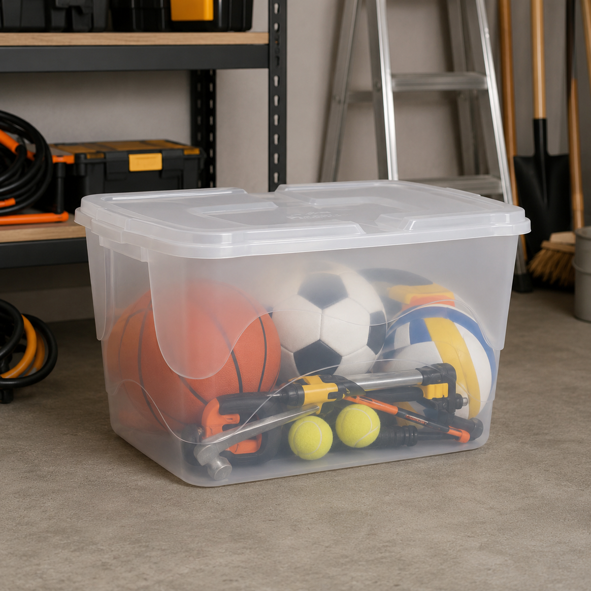 Caixa Organizadora Transparente 60 L com Tampa e Travas – foto 3