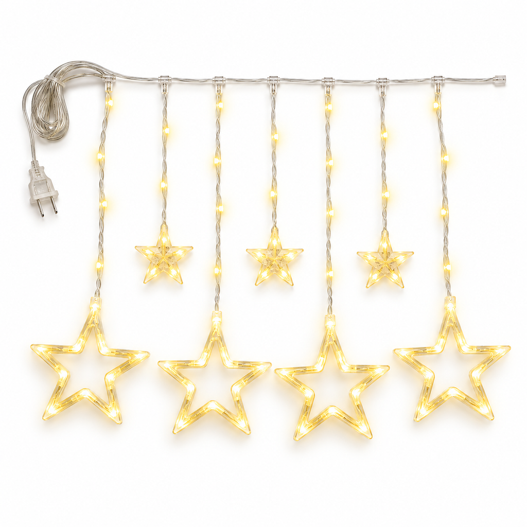 Cascata de LED com Estrelas 3 m 120 LEDs e 8 Funções 110 V