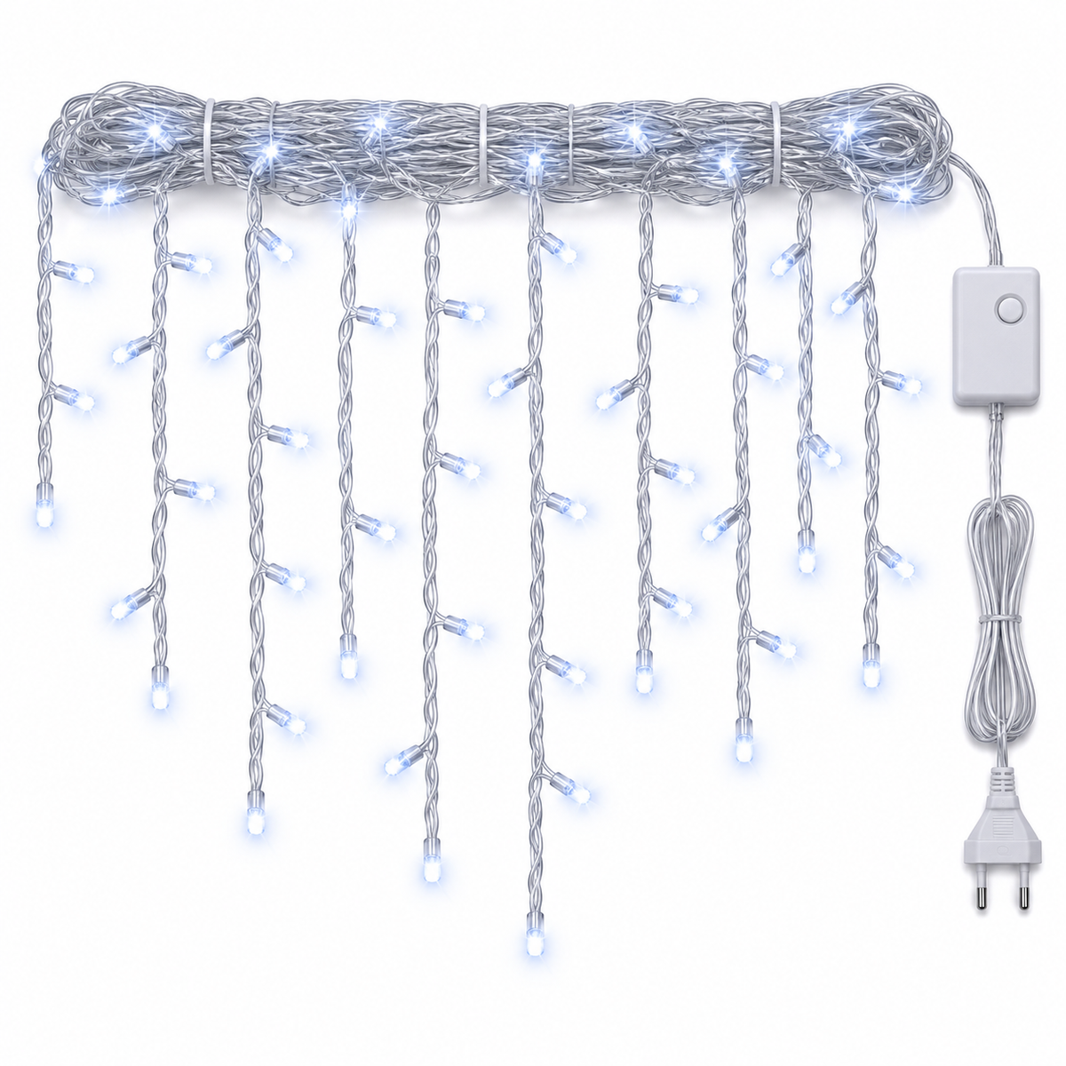 Cascata de LED de Natal com 100, 200 ou 400 Luzes e 8 Funções
