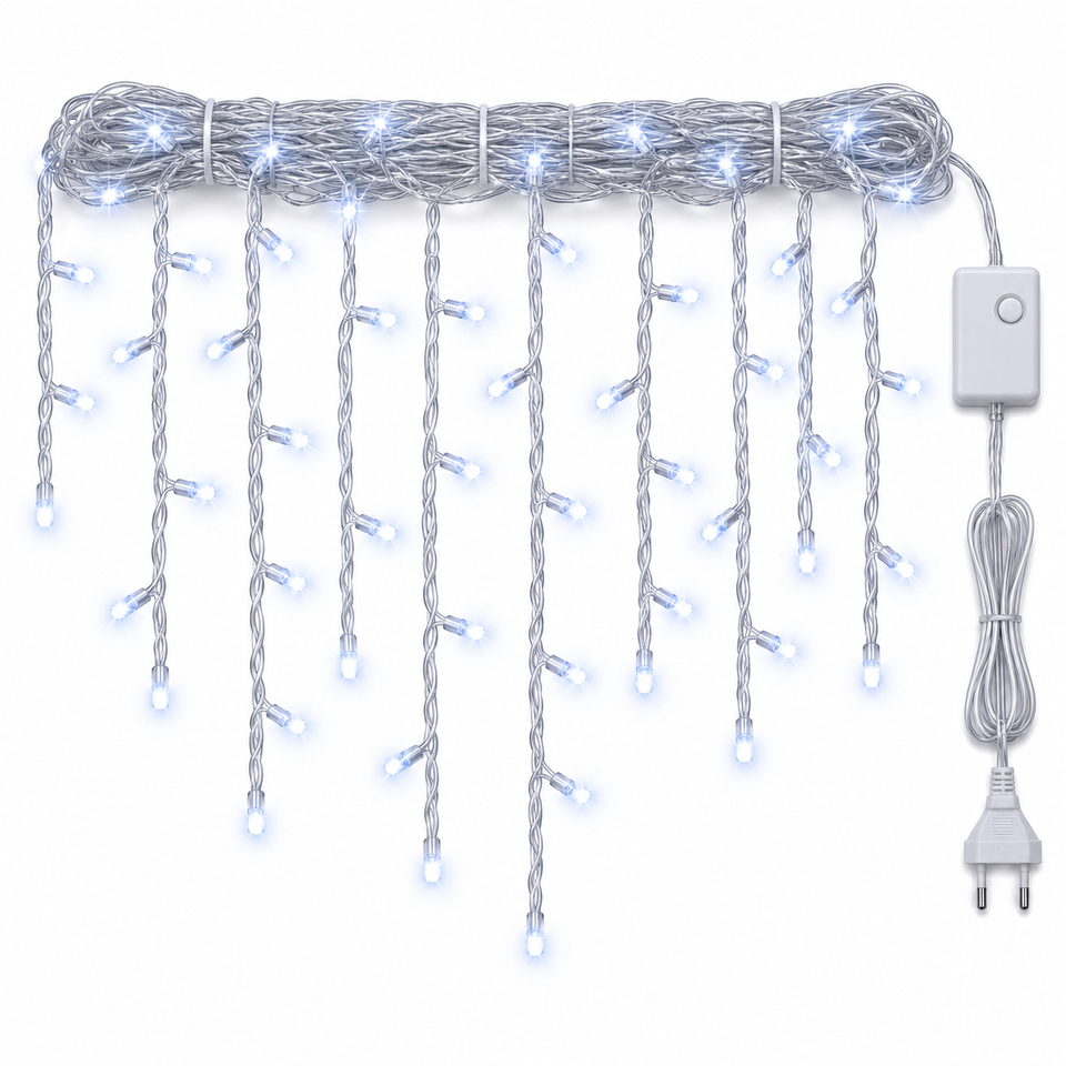 Cascata de LED de Natal com 100, 200 ou 400 Luzes e 8 Funções