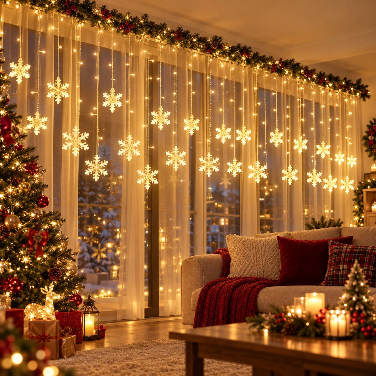 Cascata de LED Flocos de Neve 2,5 m com 138 LEDs e 8 Funções – foto 3