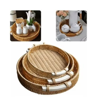 Cesta Redonda Efeito Rattan com Alças de Madeira, P ou M – foto 7