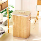 Cesto de Roupa Retangular de Bambu com Tampa 70 L – foto 4