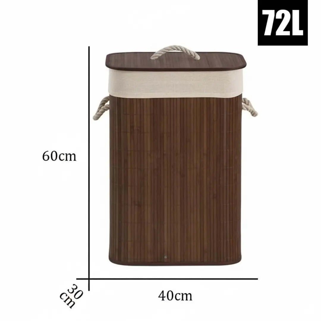 Cesto de Roupa Retangular de Bambu com Tampa 70 L – foto 6
