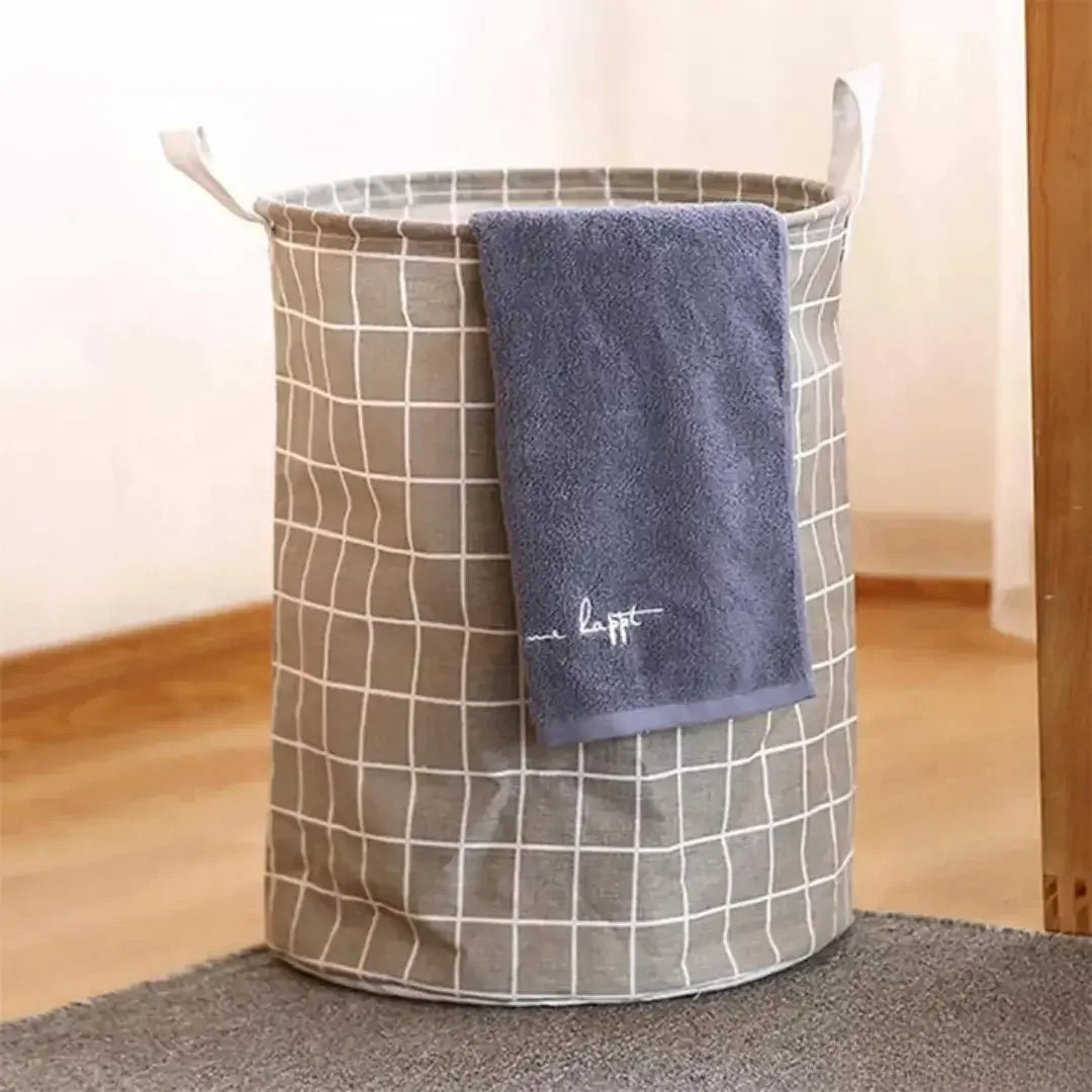 Cesto Organizador Dobrável Redondo Xadrez 40 L – foto 2