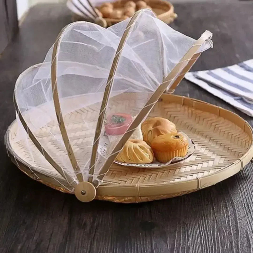 Cesto Porta-Pães de Bambu, Retangular ou Redondo com Tampa Retrátil