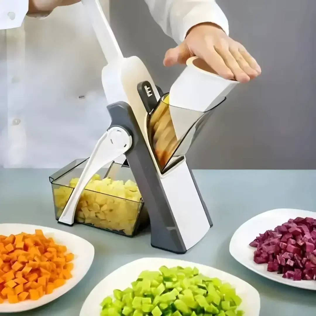 Cortador Mandoline 5 Funções com Lâminas de Aço Inox e Protetor