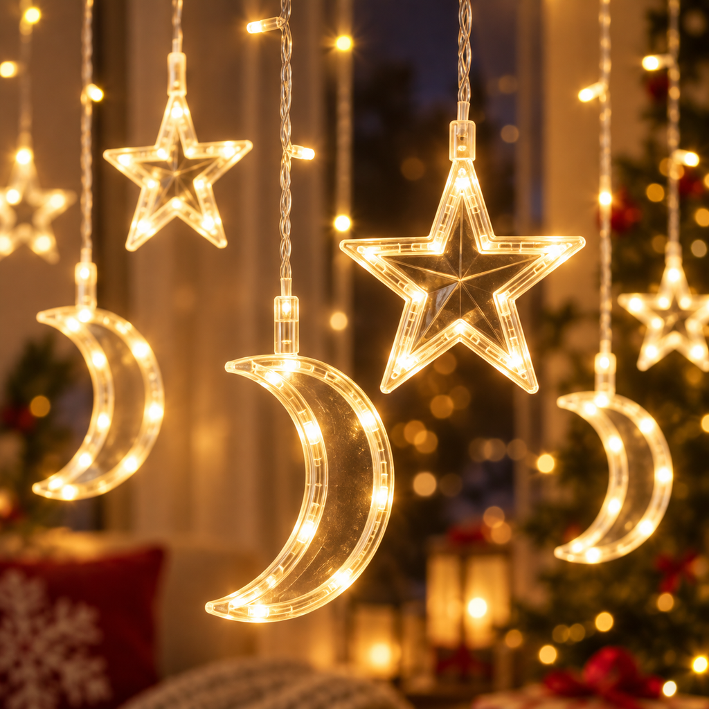 Cortina de LED Luas e Estrelas 3 m com 8 Funções – foto 2