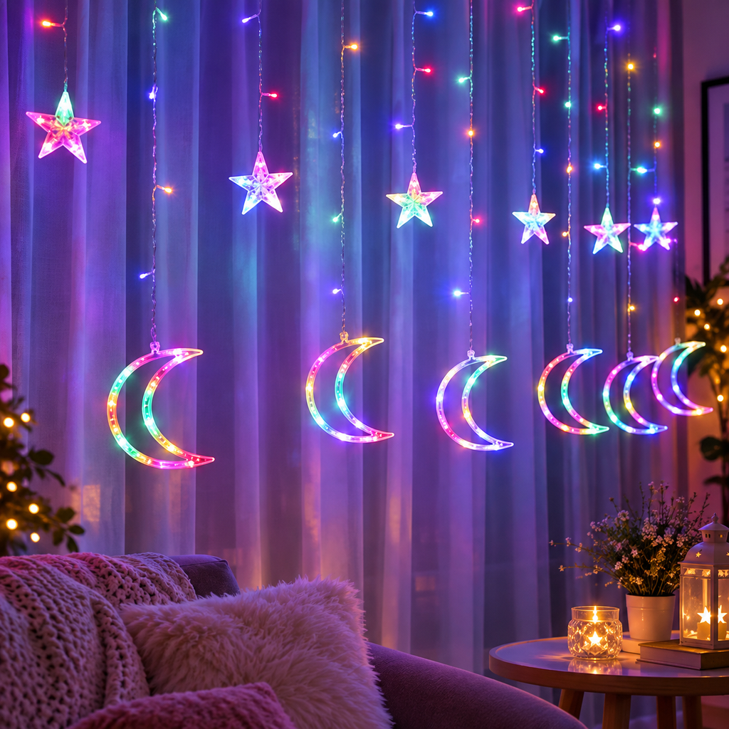 Cortina de LED Luas e Estrelas 3 m com 8 Funções – foto 3