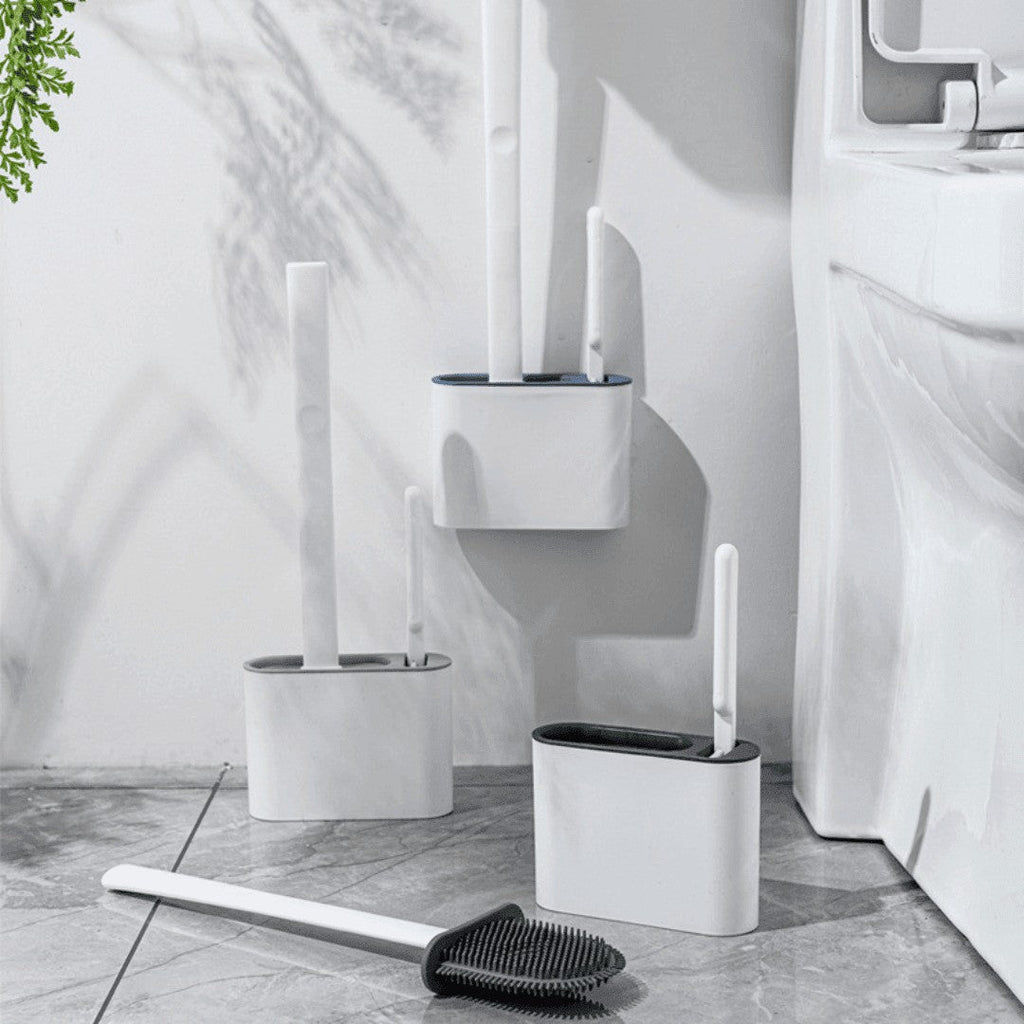 Escova Sanitária de Silicone com Suporte de Parede e Escova Auxiliar