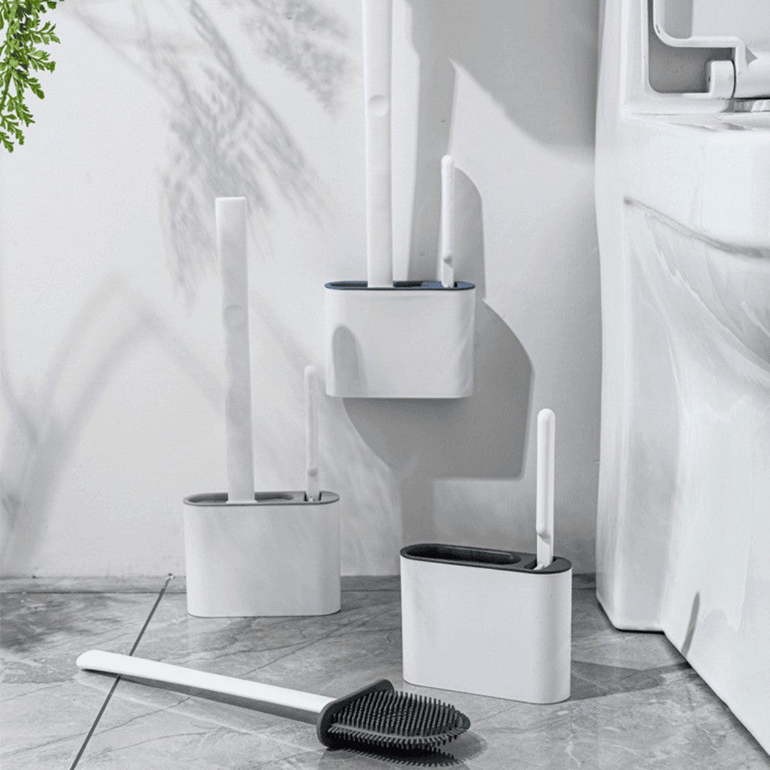 Escova Sanitária de Silicone com Suporte de Parede e Escova Auxiliar