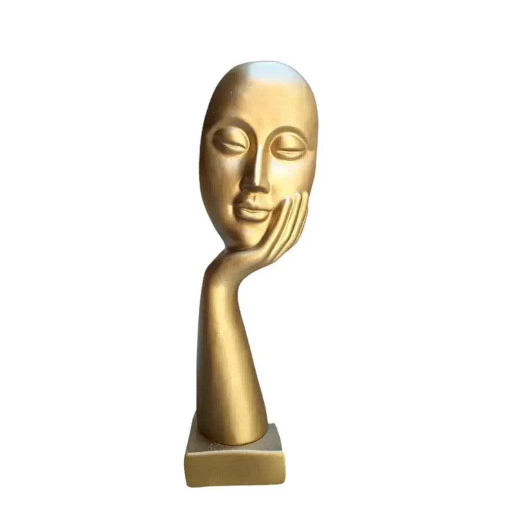Escultura Decorativa Mão na Face em Gesso 39 cm