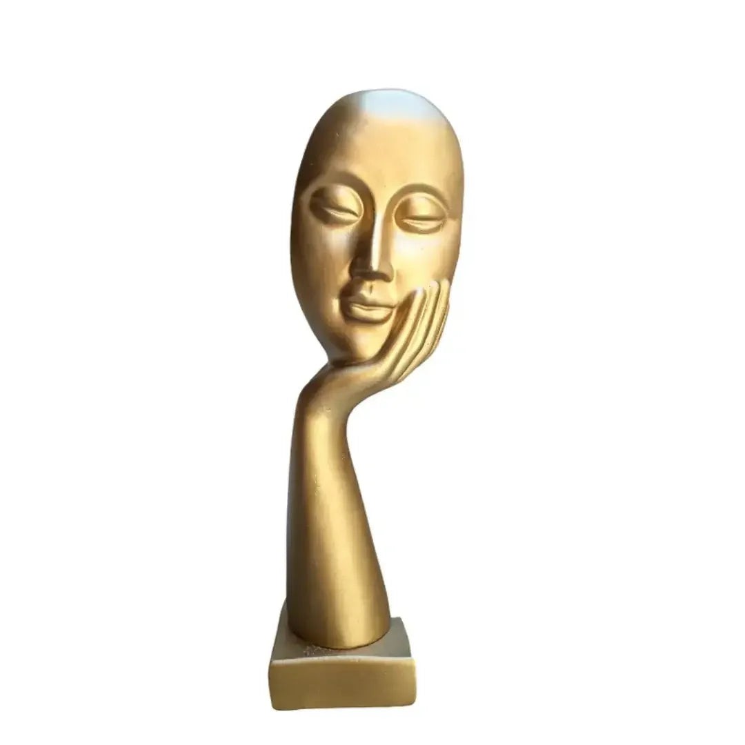 Escultura Decorativa Mão na Face em Gesso 39 cm