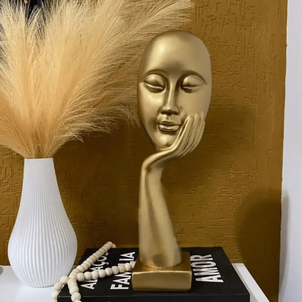 Escultura Decorativa Mão na Face em Gesso 39 cm – foto 2