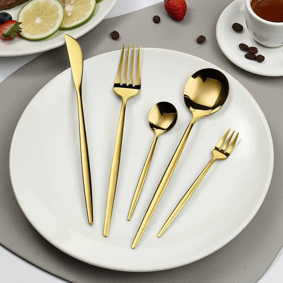 Faqueiro Dourado de Aço Inox 24 Peças para 6 Pessoas