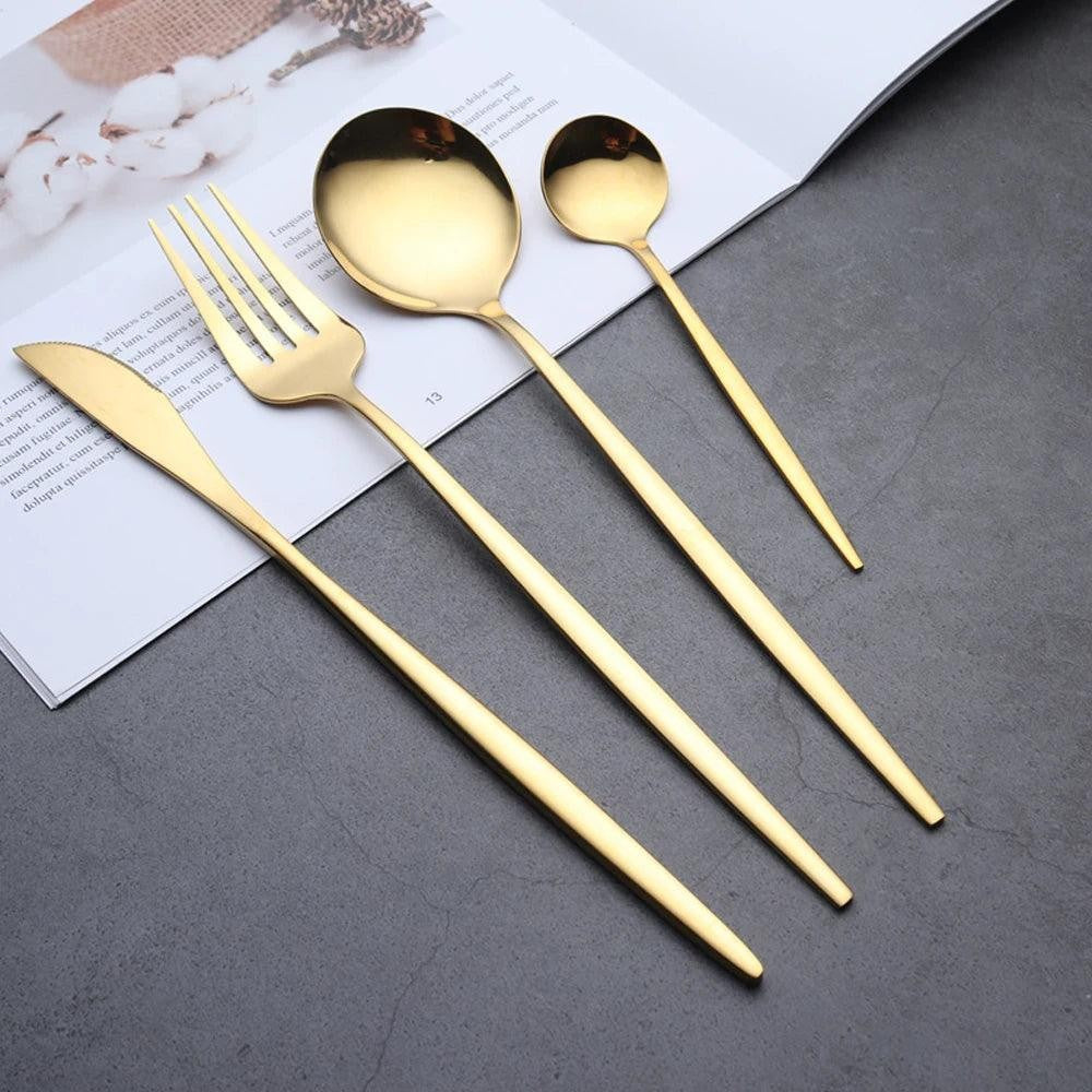 Faqueiro Dourado de Aço Inox 24 Peças para 6 Pessoas – foto 6