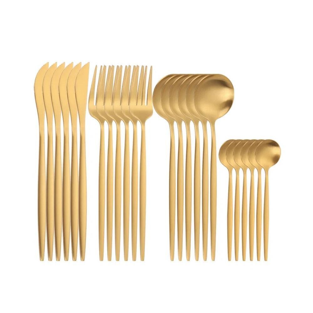 Faqueiro Dourado de Aço Inox 24 Peças para 6 Pessoas – foto 8