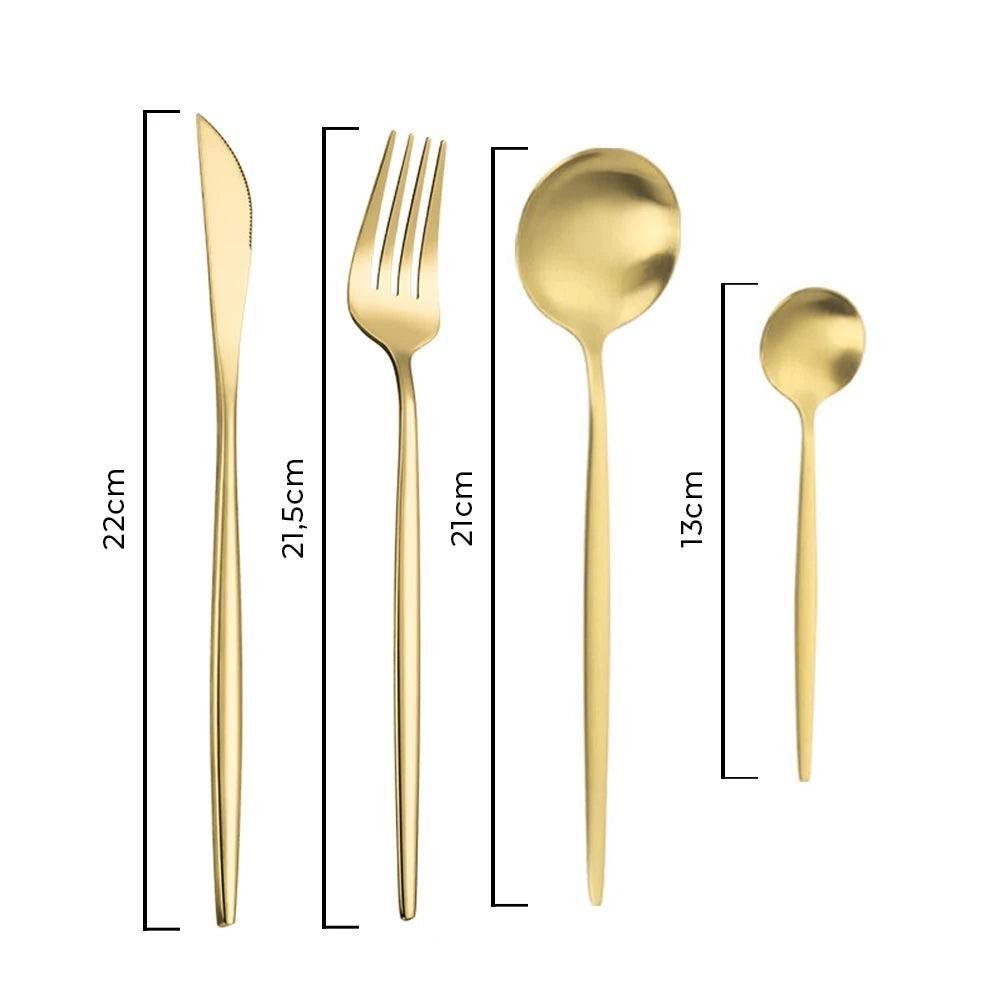 Faqueiro Dourado de Aço Inox 24 Peças para 6 Pessoas – foto 9