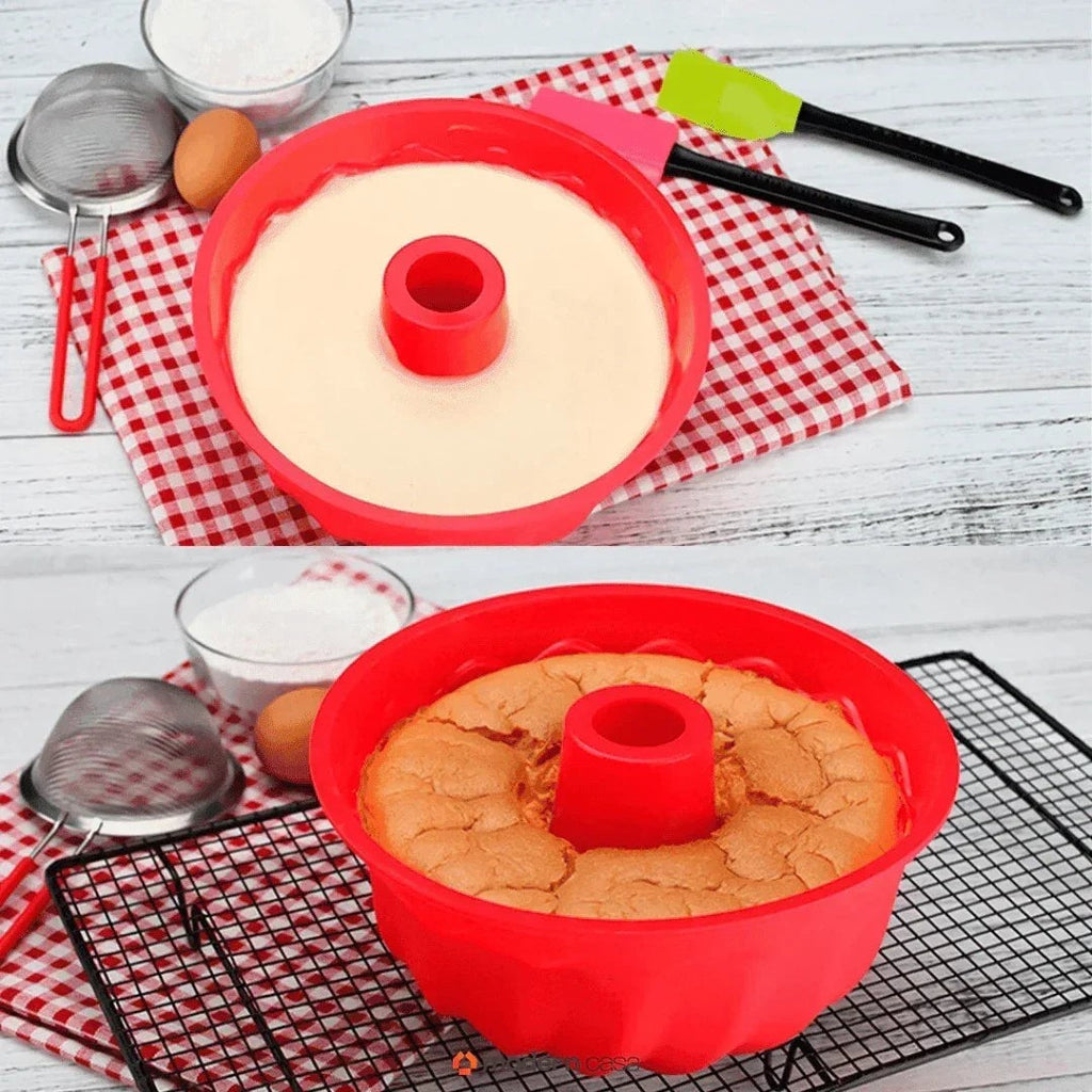 Forma de Silicone Redonda com Furo Central 19 cm para Bolo e Pudim – foto 2