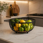 Fruteira Aramada de Ferro com Base de Bambu 25 cm – foto 6