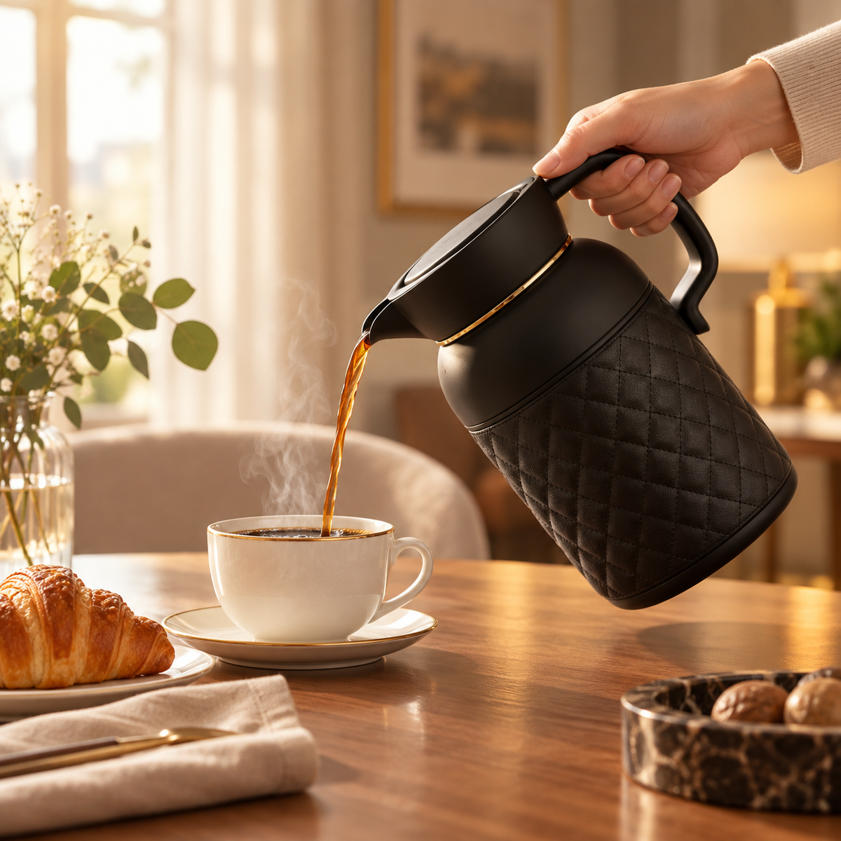 Garrafa Térmica 1 L com Detalhes Dourados – foto 5