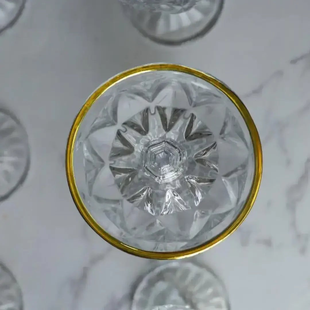 Jogo 6 Taças de Vidro Facetado com Borda Dourada 330 ml – foto 7