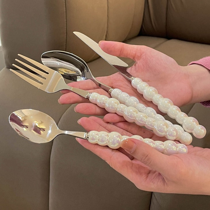 Jogo de Talheres 4 Peças em Aço Inox com Detalhe de Pérolas – foto 12
